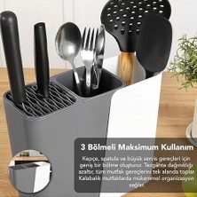 Sidelya Aksesuar Çok Fonksiyonlu Mutfak Düzenleyici, 2-3 Bölmeli Ayarlanabilir Genişlik, Çatal Kaşık Bıçak Tutucu, 17-24 cm Genişlik (Siyah)