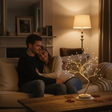 Eco Lounge Masaüstü Peri Ağaç LED Lamba – Gün Işığı Rengi, 3 Kademeli Işık Ayarlı, Şarjlı Dekoratif Ortam Aydınlatması