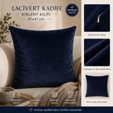 Kilia Home Kiliahome Lacivert Döşemelik Kadife Kırlent Kılıfı ve Iç Dolgulu Dekoratif Yastık – 47 x 47 cm