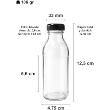 Sidelya Aksesuar 125 ml Şeffaf Derin Siyah Metal Kapaklı Cam Şişe 125 cc Meşrubat Şişesi Deep 6 Adet