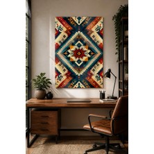 Mythog Etnik Kilim Desenli Baskılı Cam Tablo – Geometrik Uv Baskı Duvar Dekoru