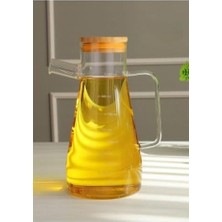 Sidelya Aksesuar Bambu Kapaklı Borosilikat Cam Yağdanlık 900 ml MIT1070