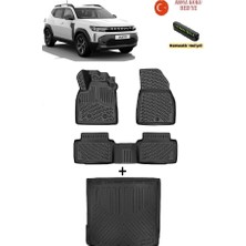 Ahlparts Renault Duster (Eco G / E-Tech / Tce | 4x2)  2024 Sonrası Uyumlu  3D Havuzlu Paspas ve 3D Üst Kademe Bagaj Havuzu Seti Asma Koku ve Numaratör Hediyeli