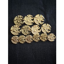 Nesgo Moda Tüy Model Gold Metal Düğme 3 Boy 3 Adet Büyük 4 Adet Orta 6 Adet Küçük (25MM 40 Boy) (23MM 36 Boy)(18 mm 28 Boy)