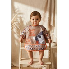 Morado Se siente Perfecto Tribal Bear Serisi Sıvı Geçirmez Uzun Kollu Bebek Mama ve Etkinlik Önlüğü - Boho Tasarım Kırıntı Cepli Smock 6-24 Ay