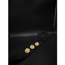 Nesgo Moda Altın Sarısı Gül Desenli Metal Düğme 6 Adet 25.4 mm 40 Boy