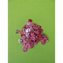 Nesgo Moda 10 mm Yandan Delikli Doğal Düğme Pembe Boncuk Doğal (35 Adet)