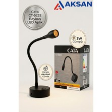 Cata CT-5232 Baykuş 3W LED Aplik Spiralli Okuma Lambası Günışığı 3200K Mat Siyah