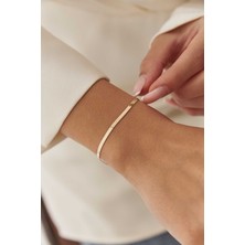 Alsem Store Kadın Gold Italyan Ezme Çelik Bileklik Kararmaz Suya Dayanıklı 1mm 2mm Yassı Zincir Bileklik