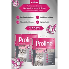 Proline Aktif Karbon Granüllü Bebek Pudrası Kokulu Bentonit Kedi Kumu 6 Lt