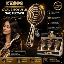 Trendhane Keops Pearl Shine Gold 3 Boyutlu Oval Saç Fırçası – Esnek Spiral Tasarım, Ergonomik Saplı Saç Açma ve Tarama Fırçası, 1 Adet