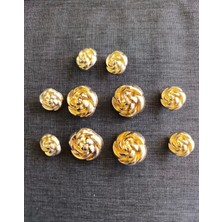 Nesgo Moda Kıyafetlerinizde Çiçek Açsın: Özel Seri Gül Düğmeler Gold Metal 4 Buyuk 8 Kucuk 2.8 cm / 1.8 cm