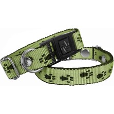 Elivora Köpek Tasması Patili Dokuma 2 cm - Min: 30 cm - Max: 50 cm Yeşil