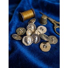 Nesgo Moda Z.a.r.a 12 Adet Dekoratif Yüz Motifli Silver Renk Metal Düğme - 24 Boy