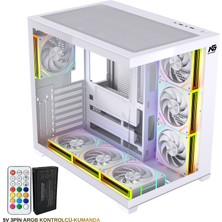 Next Gaming Alpha Neon 7x Argb Fan Kumanda ve Kontrolcü Atx Boş Bilgisayar Kasası Beyaz