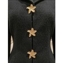 Nesgo Moda Ekstra Büyük Çiçek Parlak Gold Metal Düğme 3 Adet 5.5 mm
