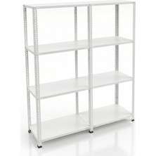 Ayyıldız Raf 43X186X150 cm  Ikili Seri Bağlantılı  4 Katlı Modüler Çelik Raf Sistemi – Elektrostatik Fırın Boyalı Çok Amaçlı Depolama ve Ayakkabılık Rafı