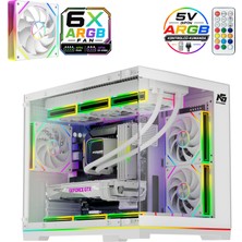 Next Gaming Orion Neon 6x ARGB Fan Kumanda ve Kontrolcü Micro ATX Boş Bilgisayar Kasası Beyaz