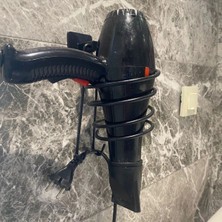 Eco Lounge Kendiliğinden Yapışkanlı Siyah Paslanmaz Metal Fön Makinesi Askısı Saç Kurutma Makinesi Tutacağı