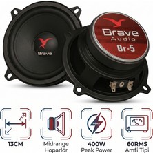 Brave 13CM Midrange 400W 60RMS Amfi Tipi Oto Hoparlör Takımı - 2 adet
