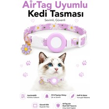 Conocer Airtag Uyumlu Kedi Tasması Emniyet Tokalı Ayarlanabilir Çanlı Zilli Papatya Desenli