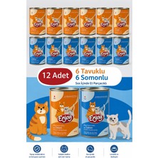 Enjoy Yetişkin Kedi Konservesi 12'li Set – 6 Tavuklu + 6 Somonlu – Sos Içinde Et Parçacıklı