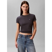 Calvin Klein Jeans Siyah Kadın Bisiklet Yaka T-Shirt LV047B224G4XN