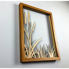 Sazlık 3D Ahşap Çerçevel Lazer Kesim Mdf Tablo Tekli Dekoratif Tablo Sazlık-3d