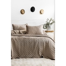 Elart Porto Flame Çift Kişilik Kadife Yatak Örtüsü Seti (240x260 cm) Bej