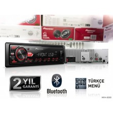 Pioneer Türkçe Menü Bluetooth + USB + MP3 + RCA 2026 Yeni Seri Oto Teyp + 2 Yıl Garantili