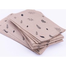 Bimotif Karışık Yaprak Desenli Kese Kağıdı, Kraft Üzeri Siyah 11X20-100 Adet