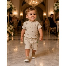 Mummys Love Erkek Çocuk Şortlu Muslin Takım - Gots Etiketli %100 Organik Pamuk - Bej