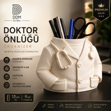 Ddm Global Doktor Önlüğü Kalemlik Organizer Beyaz – Doktor Temalı Masaüstü Kalem ve Aksesuar Düzenleyici – Şık Dekoratif Hediye