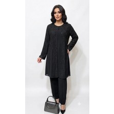 Zarina Kadın Büyük Beden Tesettür Pantolonlu Şifon Abiye Takım