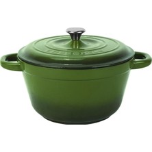 Lava Döküm Yuvarlak Tencere Döküm Demir Kapak New Heritage Serisi ÇAP(Ø)24CM. Yeşil