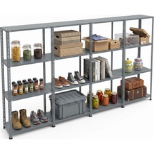 Ayyıldız Raf 43X372X150 cm Dörtlü Seri Bağlantılı 4 Katlı Modüler Çelik Raf Sistemi – Elektrostatik Fırın Boyalı Çok Amaçlı Depolama ve Ayakkabılık Rafı
