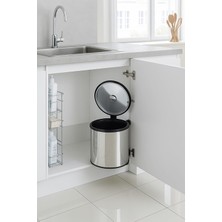 Banyo, Mutfak Dolap Içi 11 Litre Metal Çöp Kovası – Krom, Tüm Dolaplara Uyumlu Tezgah Altı �