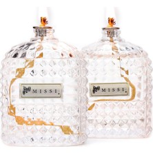 ' Li Vanilya Kokulu Kare Kristal Cam Şişe Kandil Seti 2X100 ml