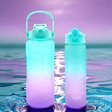Renk 800ML Kaydırmaz Silikon Gövde Rahat Içim-Pipetsiz- Motivasyon Su Matarası