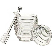 Ydgr Kovan Şekilli Kaşıklı 3 Parça Kristal Bal Kavanozu, VYDGR00000499