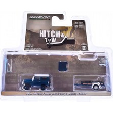Greenlight 1/64 Hitch & Tow Series 31 - 1961 Nissan Patrol Hard Top With Utility Trailer In Blue And White