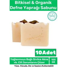 Floranova Özel %100 Doğal Defne Yaprağı Sabunu Organik Zeytinyağlı Defne Yapraklı Saç El Cilt Sabun 10'lu Set