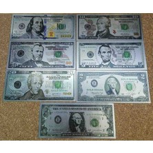 Gündüz Ticaret Abd Dolar Hatıra Gümüş Varaklı 7 Adet Takım Set Koleksiyonluk / K-135