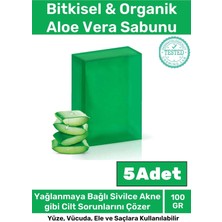 Floranova Özel Üretim %100 Doğal Koku Yüz Cilt Beyazlatıcı Organik Nemlendirici Aloe Vera Sabunu 5 Adet