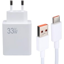 33 Watt Turbo USB Şarj Başlık Adaptörü + Type-C Kablo, 1 Metre, Qc 3.0 Hızlı Şarj Göstergel