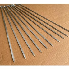 Mobilreyon - 10 Adet Domates Patlıcan Tavuk Kanat Şiş Mangal Için Galvanizli Yassı Şiş 8mm