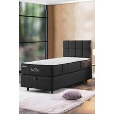 Nova Yatak 90X190 Tek Kişilik - 25 cm Paket Yaylı Ortopedik, Orta Sert, Antrasit, Pamuklu Kumaş