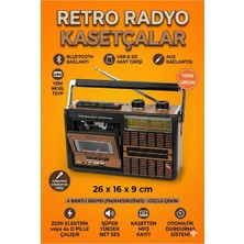FaroxTech Bluetooth'lu Kasetçalar Teyp USB Sd Kart Özellikli Aux Bağlantılı Yeni Nesil Antenli Retro Mp3 Radyo