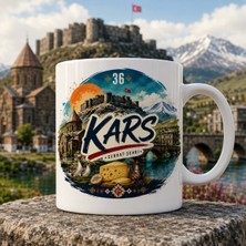 Ajans 313 Kars Temalı 36 Plaka Serhat Şehri Gravyer ve Kaz Figürlü Baskılı Seramik Kupa Bardak
