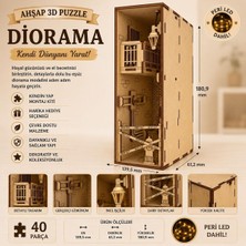 Algwooddesign Diorama Ahşap Maket, 40 Parça Dıy Minyatür Şehir Sokağı Dioraması, Peri LED Dah